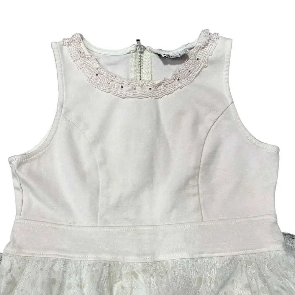 D Signed by Disney Girls Party Dress Polka Dot Layered Tulle Blush Pink Cream